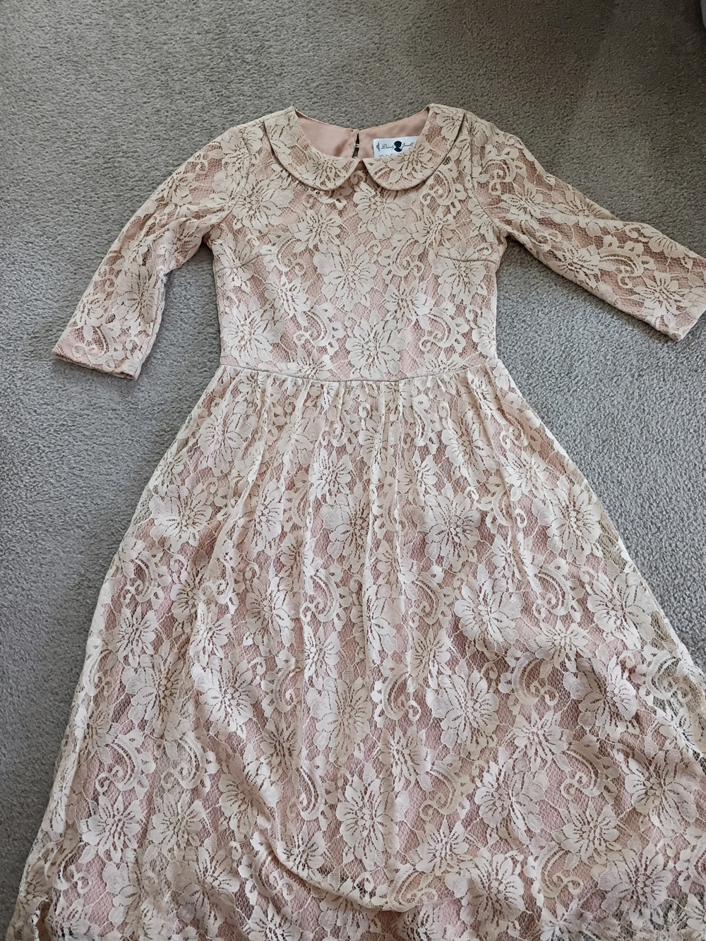 Dainty Jewell's  Lace Peter Pan Dress - Blush Pink
